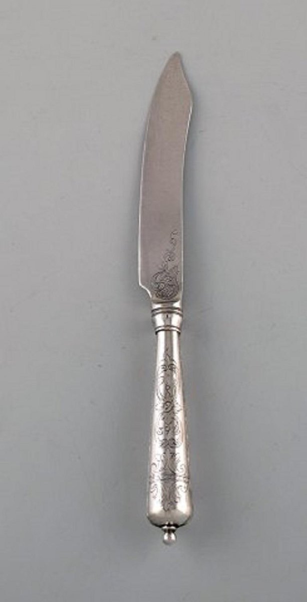 Danish Knives in Silver 830 with Flower Chisels, 1918, Set of 6