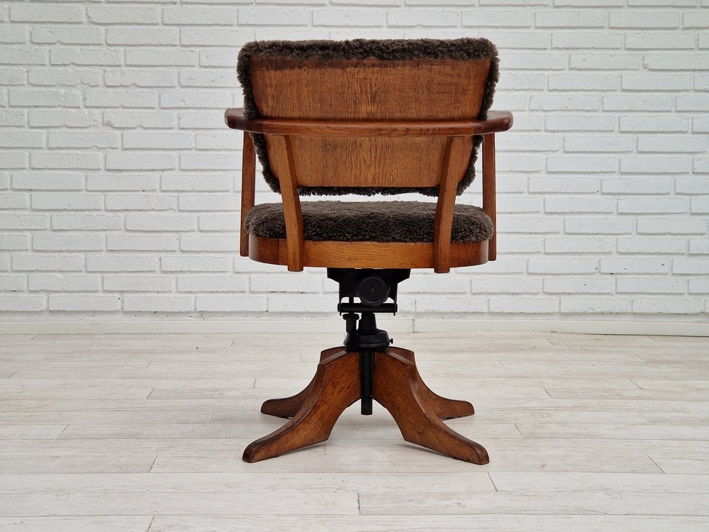 Danish Lambskin Swivel Chair with Tilt Function from Ehapa Møbelfabrikken, 1940s