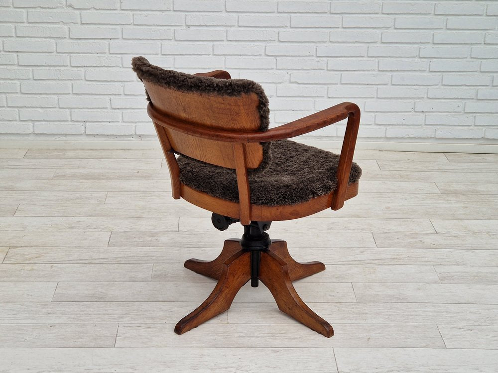 Danish Lambskin Swivel Chair with Tilt Function from Ehapa Møbelfabrikken, 1940s