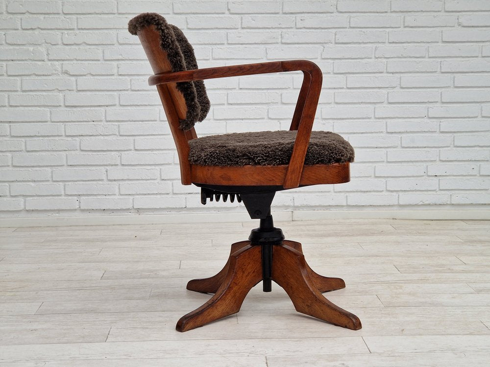 Danish Lambskin Swivel Chair with Tilt Function from Ehapa Møbelfabrikken, 1940s