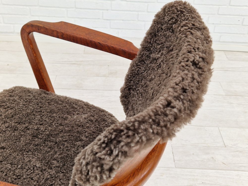 Danish Lambskin Swivel Chair with Tilt Function from Ehapa Møbelfabrikken, 1940s