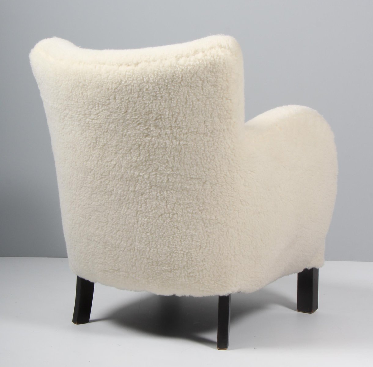 Danish Lambswool Cabinetmaker Lounge Chair, 1940s