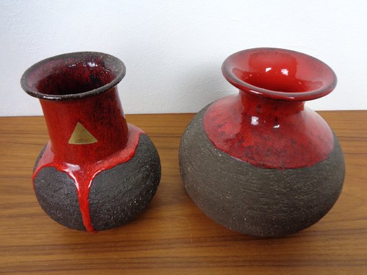 Danish Lava Ceramic Vases by Lehmann, 1960s, Set of 2-RDW-1766171