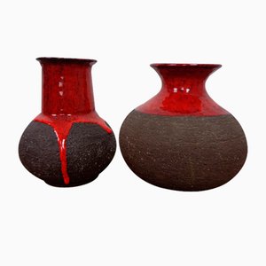 Danish Lava Ceramic Vases by Lehmann, 1960s, Set of 2-RDW-1766171