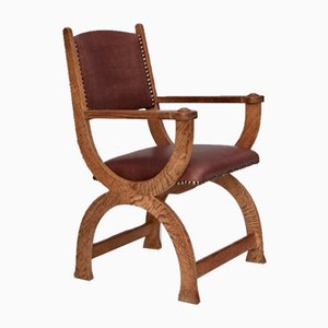 Danish Leather and Oak Armchair, 1950s-TMW-1703975