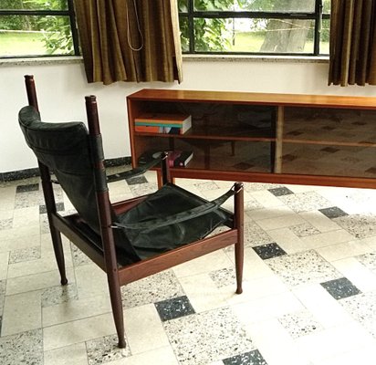 Danish Leather High Back Safari Armchair by Erik Wørts for Niels Eilersen, 1960s-JP-1725669