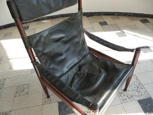 Danish Leather High Back Safari Armchair by Erik Wørts for Niels Eilersen, 1960s-JP-1725669