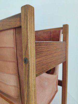 Danish Leather & Rosewood Magazine Rack, 1960s-JJT-831938