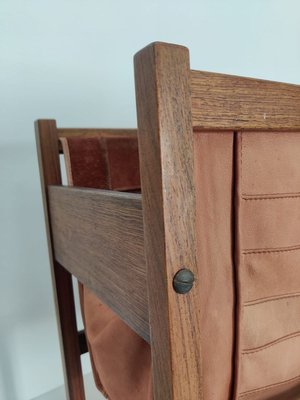 Danish Leather & Rosewood Magazine Rack, 1960s-JJT-831938