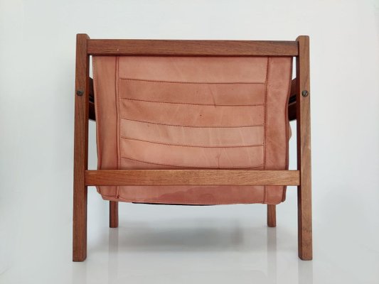 Danish Leather & Rosewood Magazine Rack, 1960s-JJT-831938