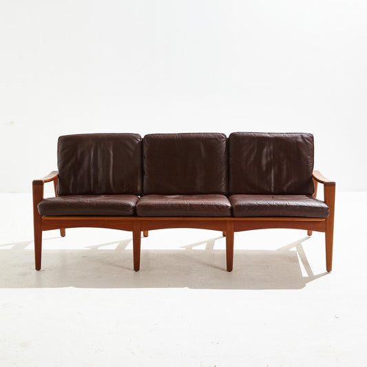 Danish Leather Sofa Set by Arne Wahl Iversen for Komfort, Set of 3