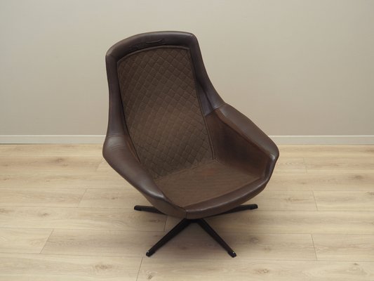 Danish Leather Swivel Armchair by H.W. Klein for Bramin, 1960s-VND-1755772