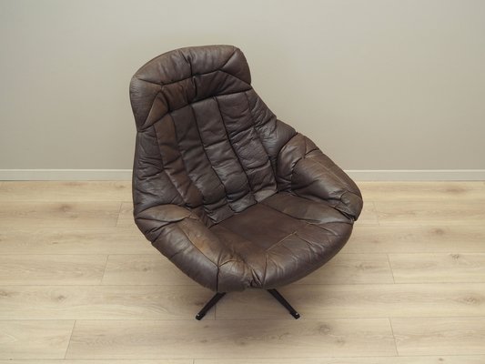 Danish Leather Swivel Armchair by H.W. Klein for Bramin, 1960s-VND-1755765