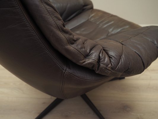 Danish Leather Swivel Armchair by H.W. Klein for Bramin, 1960s-VND-1755772