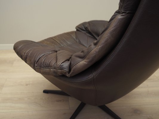 Danish Leather Swivel Armchair by H.W. Klein for Bramin, 1960s-VND-1755772