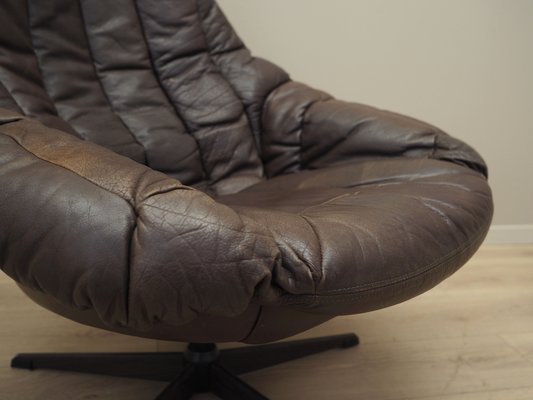 Danish Leather Swivel Armchair by H.W. Klein for Bramin, 1960s-VND-1755765