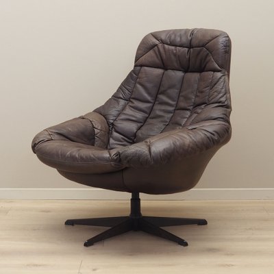 Danish Leather Swivel Armchair by H.W. Klein for Bramin, 1960s-VND-1755765