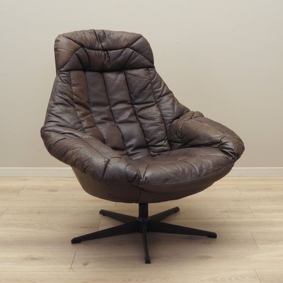 Danish Leather Swivel Armchair by H.W. Klein for Bramin, 1960s-VND-1757991