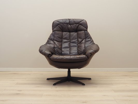 Danish Leather Swivel Armchair by H.W. Klein for Bramin, 1960s-VND-1755772