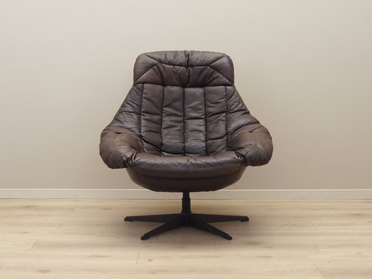 Danish Leather Swivel Armchair by H.W. Klein for Bramin, 1960s-VND-1755765