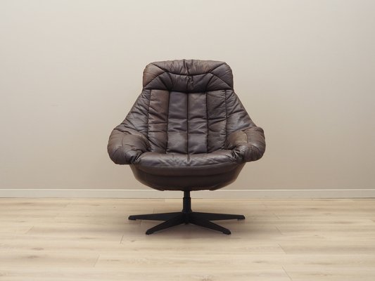 Danish Leather Swivel Armchair by H.W. Klein for Bramin, 1960s-VND-1757991