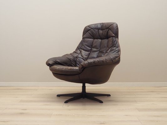 Danish Leather Swivel Armchair by H.W. Klein for Bramin, 1960s-VND-1755772