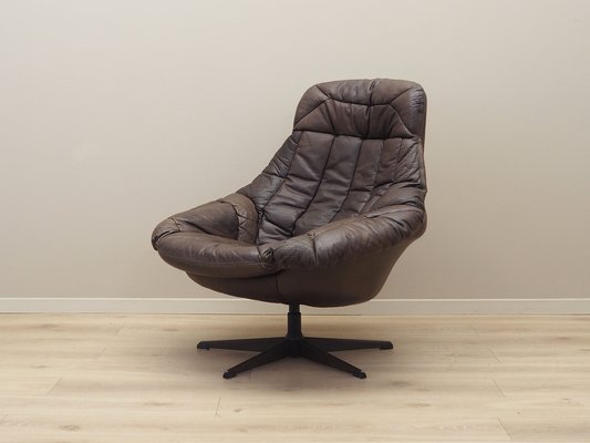 Danish Leather Swivel Armchair by H.W. Klein for Bramin, 1960s-VND-1755765