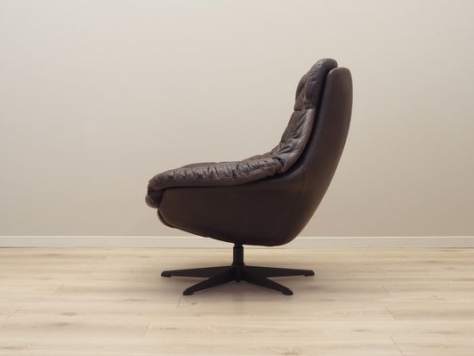 Danish Leather Swivel Armchair by H.W. Klein for Bramin, 1960s-VND-1755772