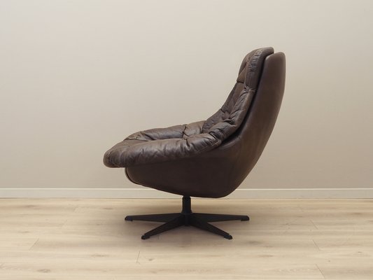 Danish Leather Swivel Armchair by H.W. Klein for Bramin, 1960s-VND-1755765