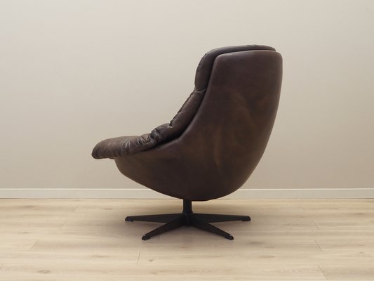 Danish Leather Swivel Armchair by H.W. Klein for Bramin, 1960s-VND-1755765