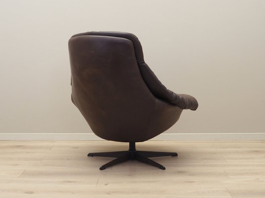 Danish Leather Swivel Armchair by H.W. Klein for Bramin, 1960s-VND-1755765