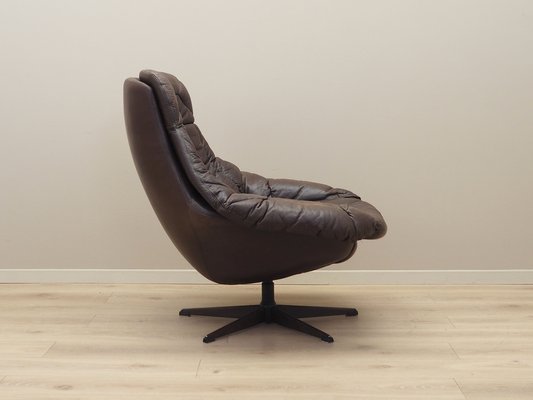 Danish Leather Swivel Armchair by H.W. Klein for Bramin, 1960s-VND-1755765