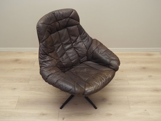 Danish Leather Swivel Armchair by H.W. Klein for Bramin, 1960s-VND-1755772