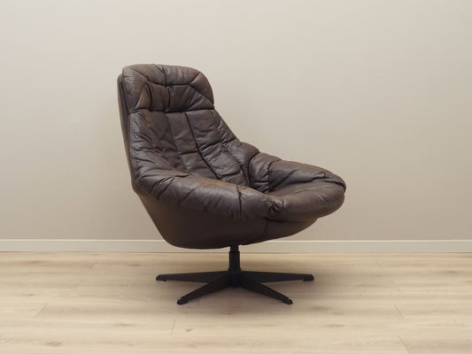 Danish Leather Swivel Armchair by H.W. Klein for Bramin, 1960s-VND-1755765