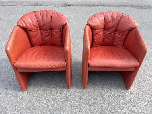 Danish Leather Upholstered Club Chairs from Stouby, 1986, Set of 2