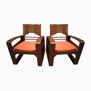 Danish Living Room Set in Chestnut and Vienna Straw, Set of 3-ZFY-1173190