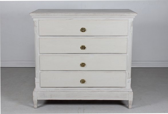 Danish Louis XVI Style Chest of Drawers with Gray Paint and Patina, 19th Century-QQ-1718253