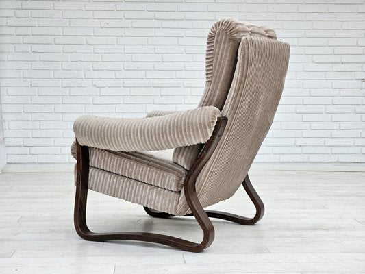 Danish Lounge Chair in Corduroy, 1970s-TMW-1779459