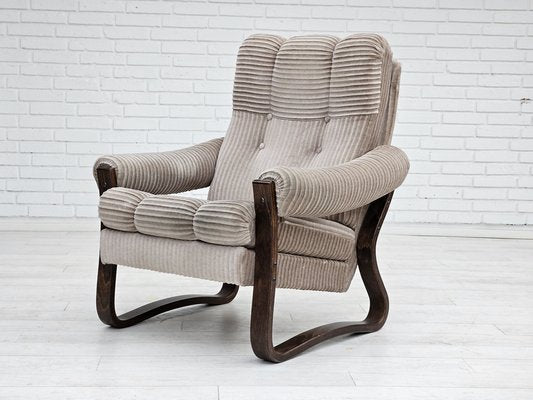 Danish Lounge Chair in Corduroy, 1970s-TMW-1779459