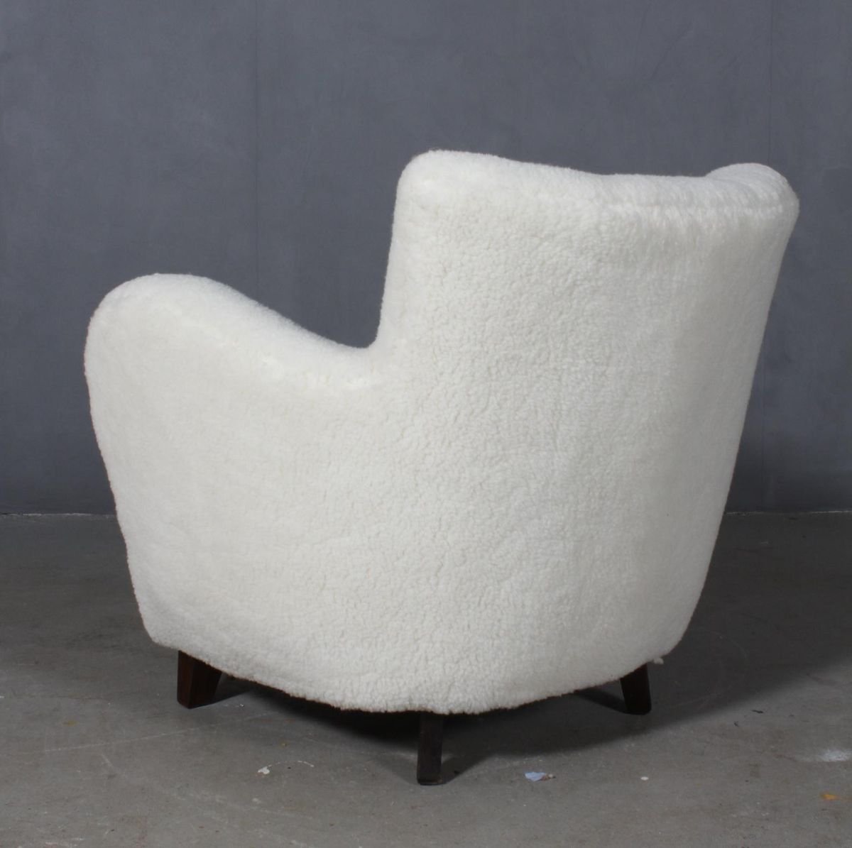 Danish Lounge Chair in Lambswool, 1940s