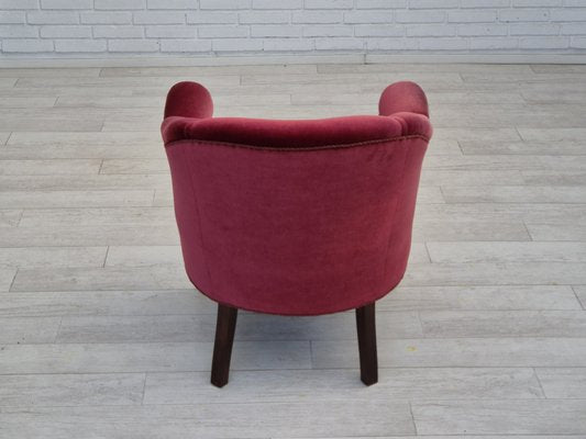 Danish Lounge Chair in Velour with Ash Legs, 1950s-TMW-1821040