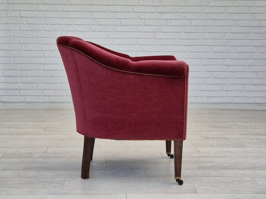 Danish Lounge Chair in Velour with Ash Legs, 1950s-TMW-1821040