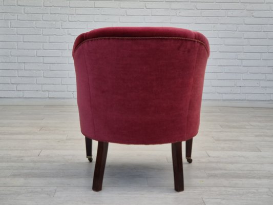 Danish Lounge Chair in Velour with Ash Legs, 1950s-TMW-1821040