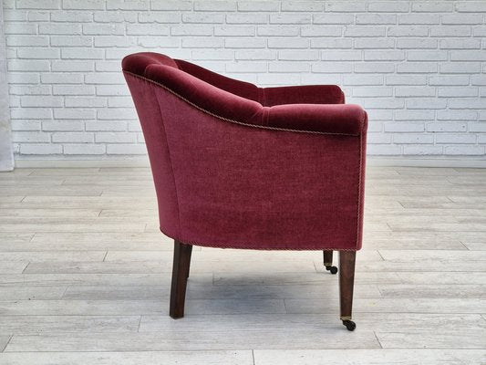 Danish Lounge Chair in Velour with Ash Legs, 1950s-TMW-1821040