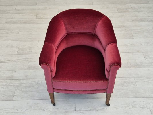 Danish Lounge Chair in Velour with Ash Legs, 1950s-TMW-1821040