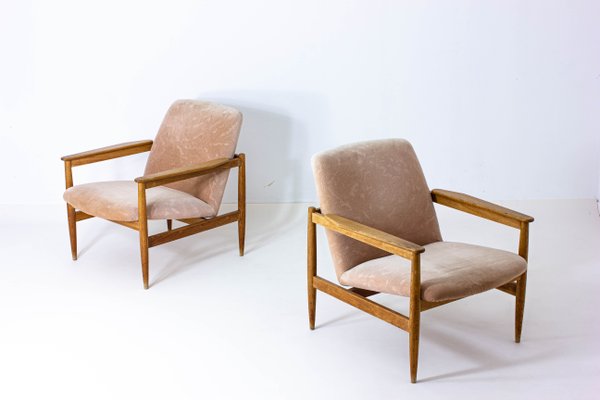 Danish Lounge Chairs in Pink Fabric, 1960s, Set of 2-LIO-1377464