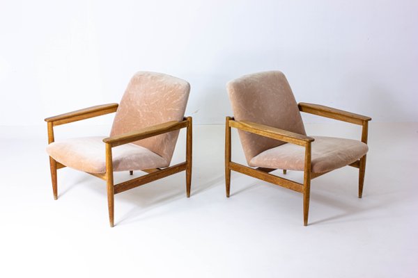 Danish Lounge Chairs in Pink Fabric, 1960s, Set of 2-LIO-1377464