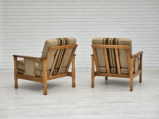 Danish Lounge Chairs in Wool & Oak, 1970s, Set of 2-TMW-1749655