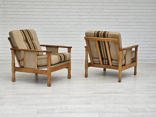 Danish Lounge Chairs in Wool & Oak, 1970s, Set of 2-TMW-1749655