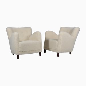 Danish Lounge Chairs Lambswool, 1940s, Set of 2-HJB-2016821